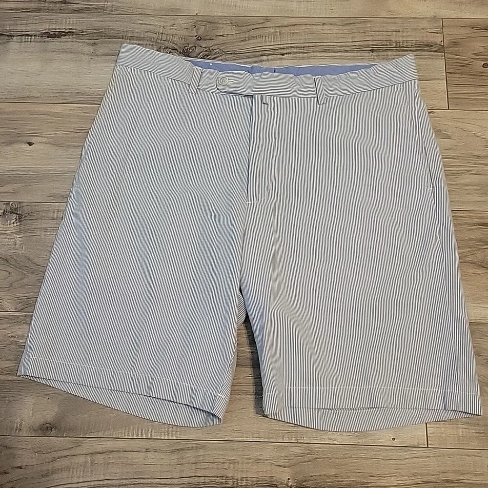 Peter Millar Shorts Mens 35 Blue White Strip‎ Chino Preppy Golf